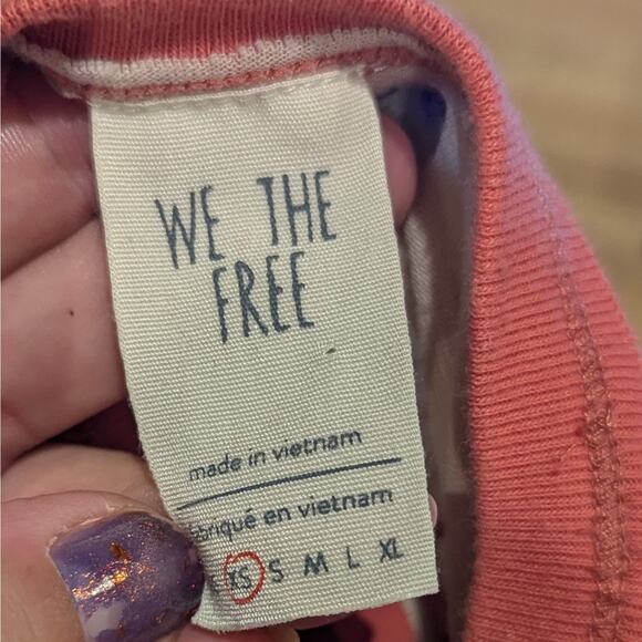 FREE PEOPLE We the Free XS Friday Fever Patterned Top peach pink patchwork - Picture 6 of 7